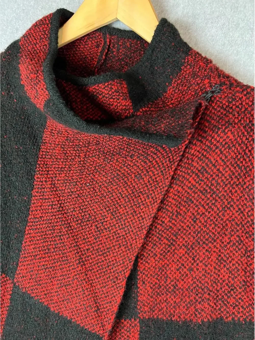 Checkered Trench Long Cardigan Knitted Sweater Womens M Classic Colorblock - Picture 5 of 12